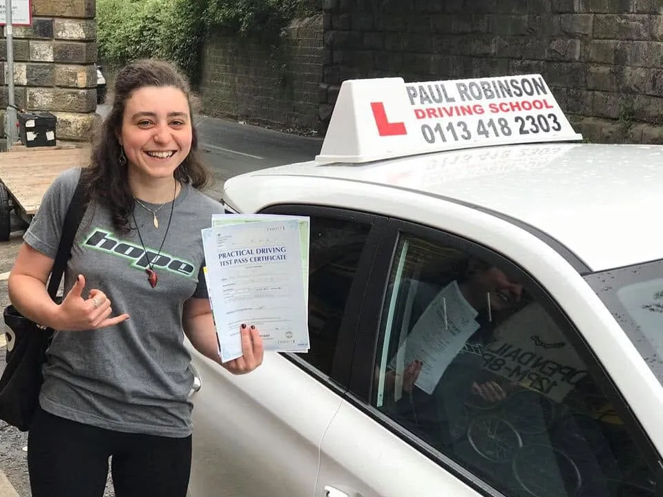 Amelia Di-Clemente after passing her driving test first time with zero driving faults