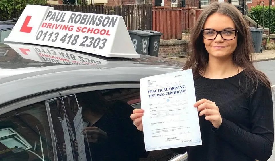 Kathryn Fay after passing her driving test first time with Paul Robinson Driving School