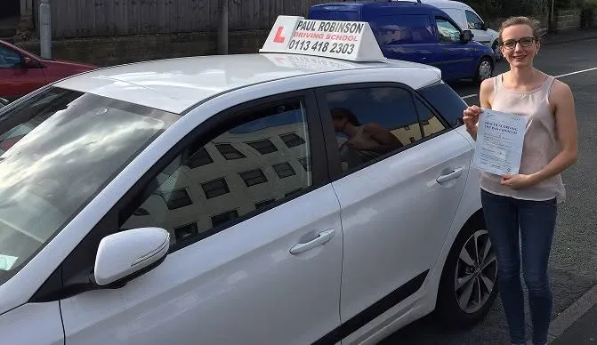 Laura Dransfield after passing her driving test first time with one driving fault